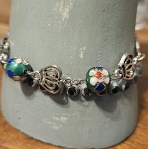 Green Cloisonne Bead Bracelet